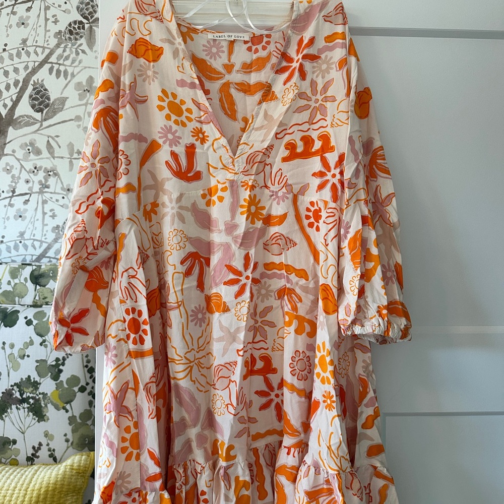 Floral Patterned Dress in Orange and Pink